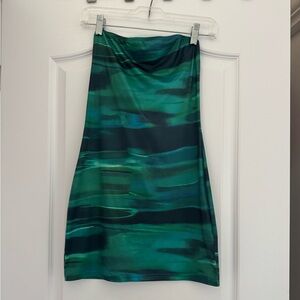Green and Blue Abstract Mini Dress